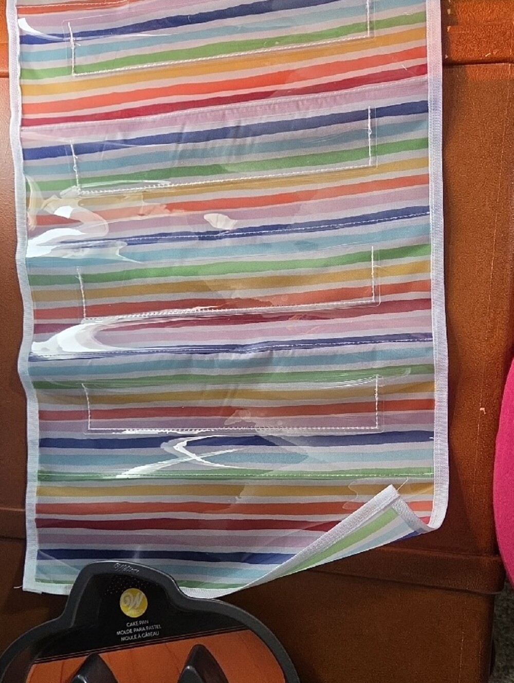 Striped Hanging Organizer in Rainbow Colors - Picture 2 of 3